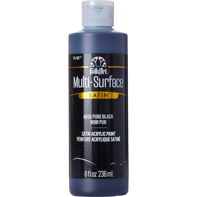 Acrylic Paint Satin Pure Black 8oz Folkart Multisurface