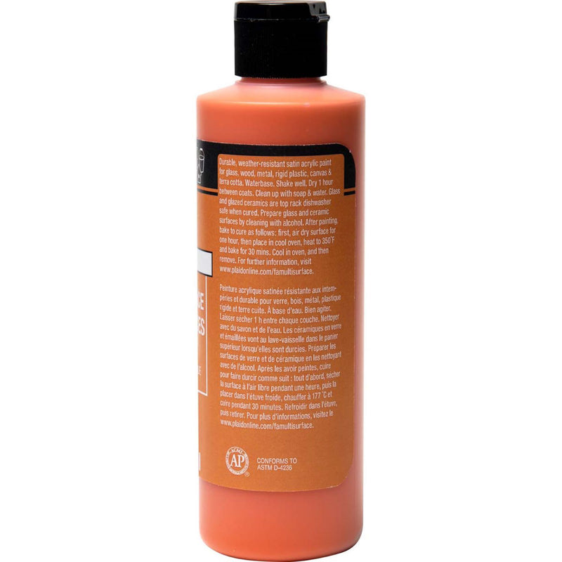 Acrylic Paint Satin Pure Orange 8oz Folkart Multisurface