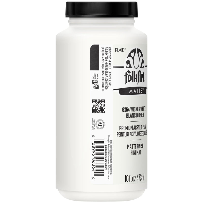 Acrylic Paint Matte Wicker Wht 16oz Folkart