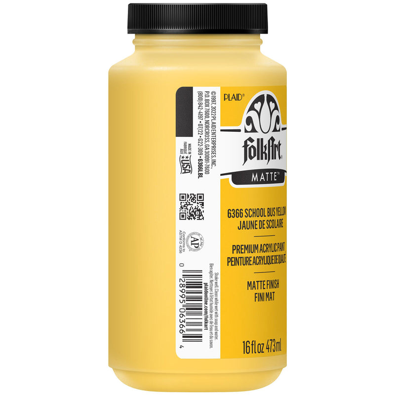 Acrylic Paint Matte Sch Bus Ylw Folkart 16oz