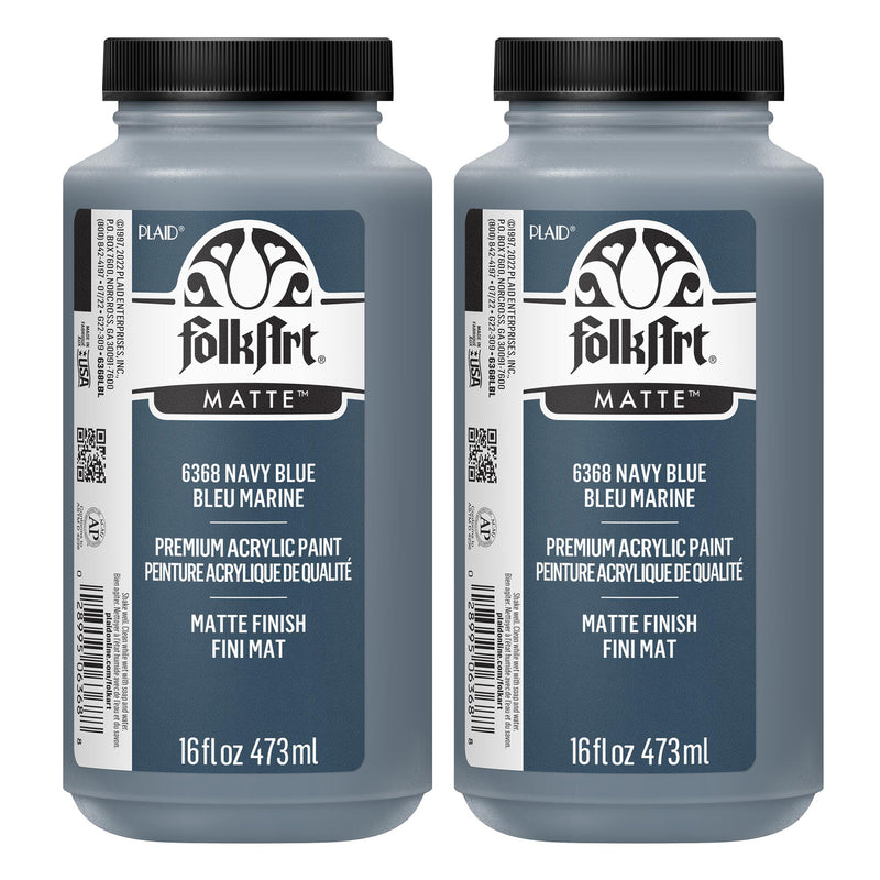 Acrylic Paint Matte, 16oz., Navy Blue, Pack of 2