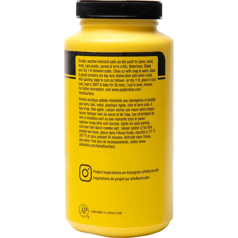 Acrylic Paint Satin Daffod Ylw 16oz Folkart Multisurface