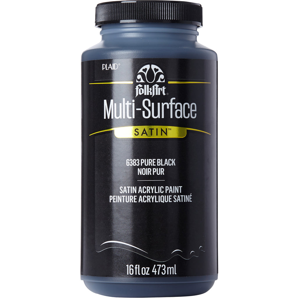 Acrylic Paint Satin Pure Black 16oz Folkart Multisurface