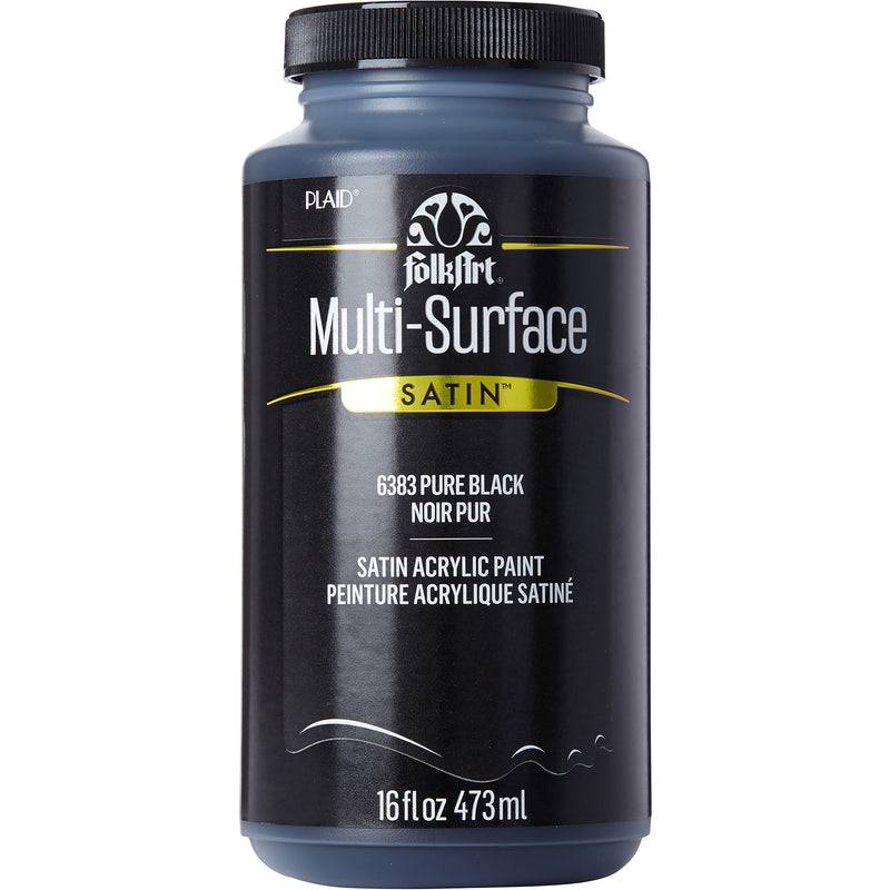 Acrylic Paint Satin Pure Black 16oz Folkart Multisurface