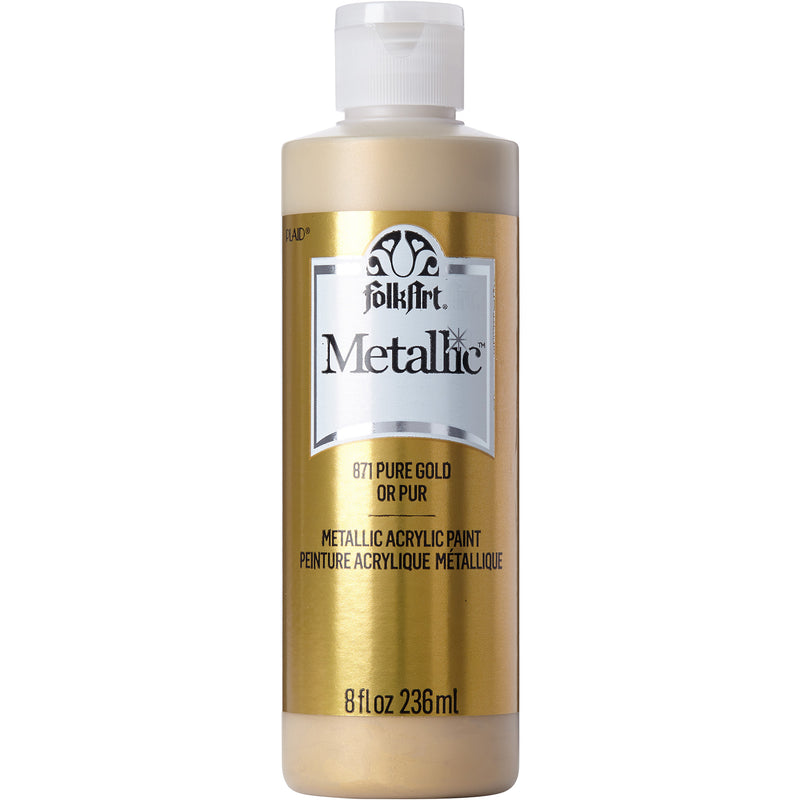 Acrylic Paint Metallic Pure Gld 8oz Folkart