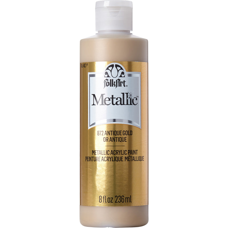 Acrylic Paint Metallic Antique Gold Folkart 8oz