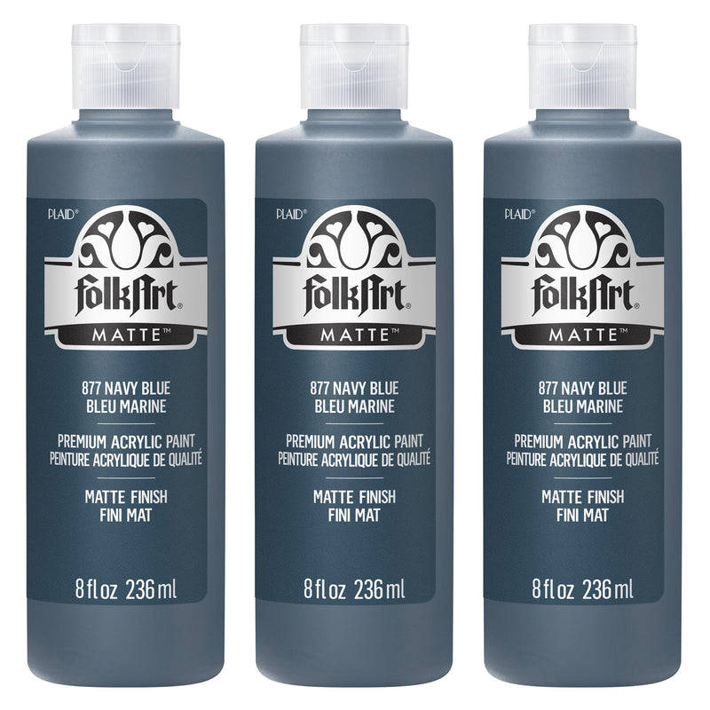 Acrylic Paint Matte, 8oz., Navy Blue, Pack of 3