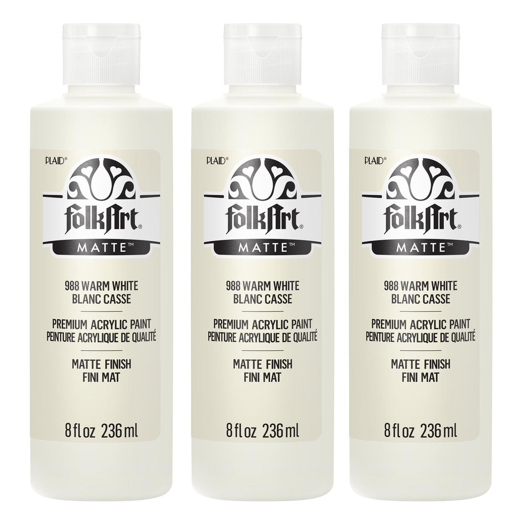 Acrylic Paint Matte, 8oz., Warm White, Pack of 3