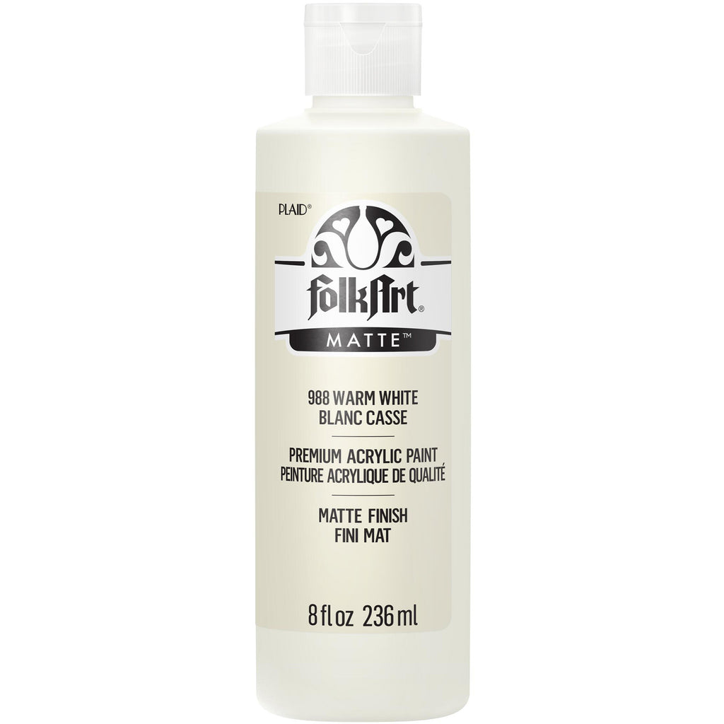 Acrylic Paint Matte Warm White 8oz Folkart