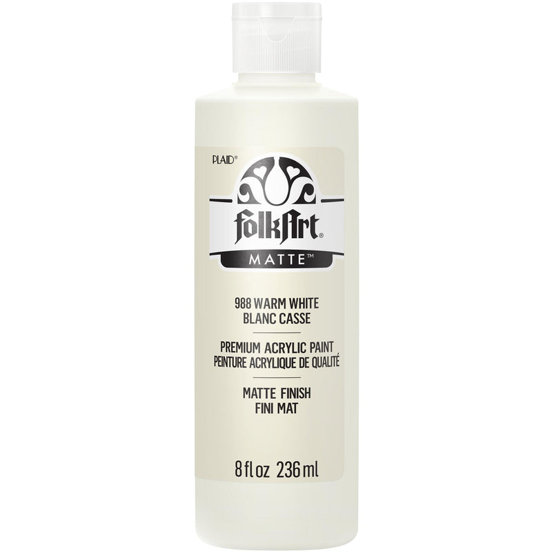 Acrylic Paint Matte Warm White 8oz Folkart
