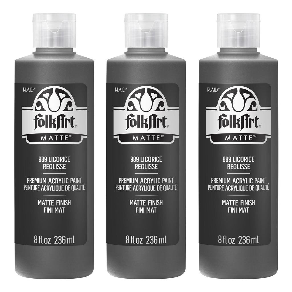 Acrylic Paint Matte, 8oz., Licorice, Pack of 3