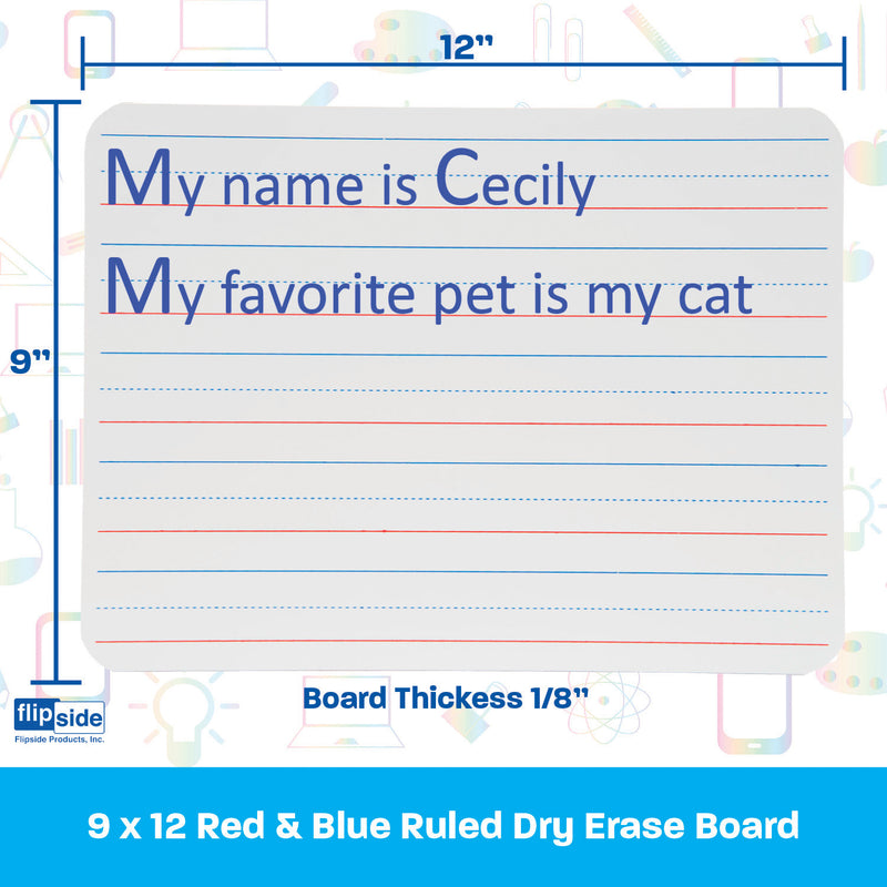 4pk 2sided 9x12 Ruled/dry Erase