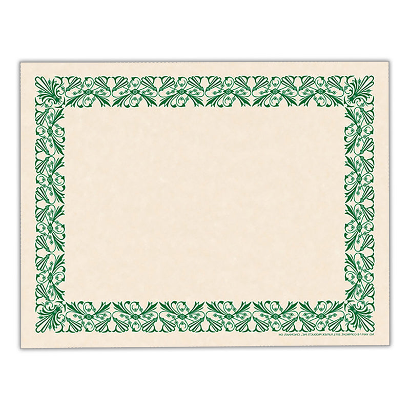 Art Deco Set -Green Border Paper, Plain Folders, Gold Seals