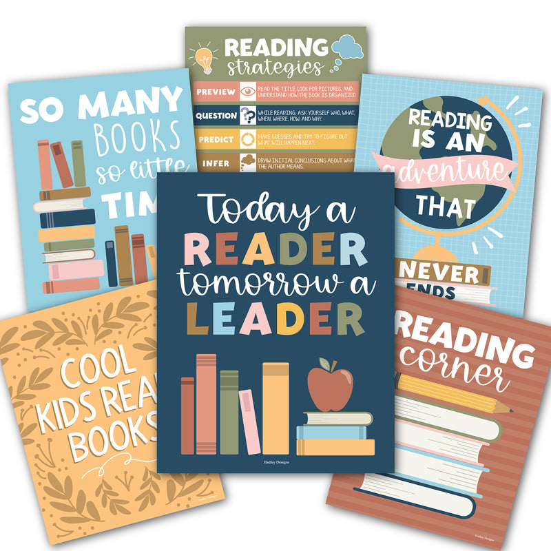 Colorful Pastel Reading Posters For Classroom Library Decor, Set of 6