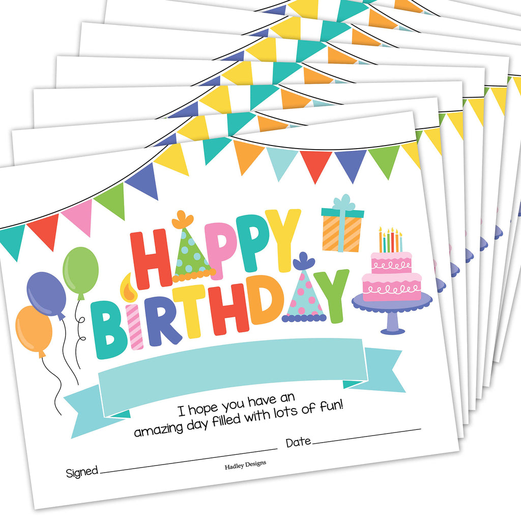 Colorful Birthday Certificates 25ct
