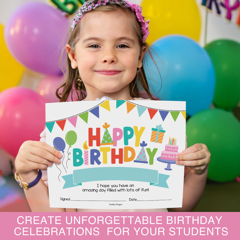 Colorful Birthday Certificates 25ct