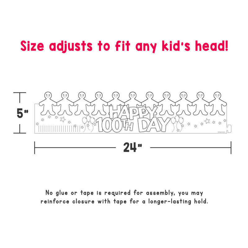Happy 100th Day Paper Crowns, 24 Per Pack, 2 Packs