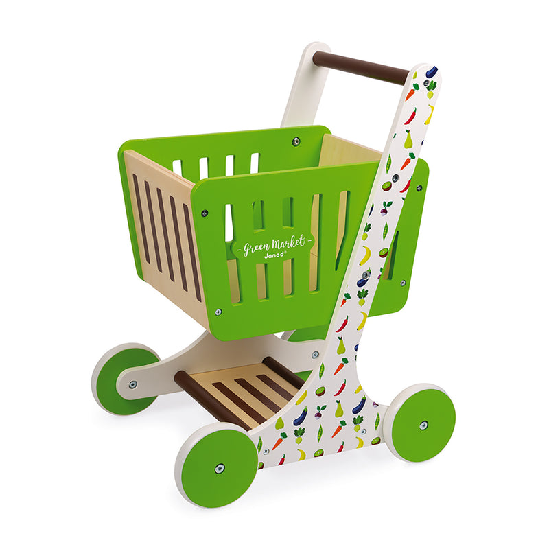 Green Market Wooden Shopping Trolly