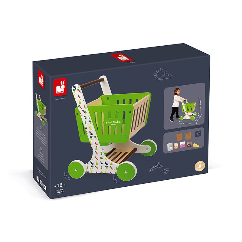 Green Market Wooden Shopping Trolly