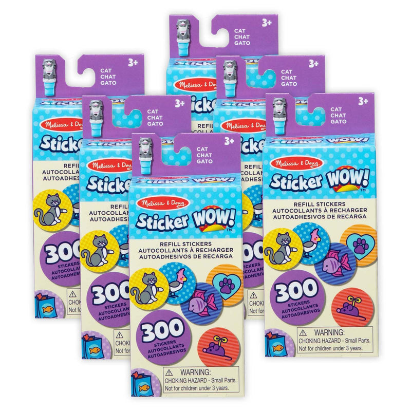 Sticker WOW! Refill Stickers - Cat - 300 Stickers Per Pack, 6 Packs