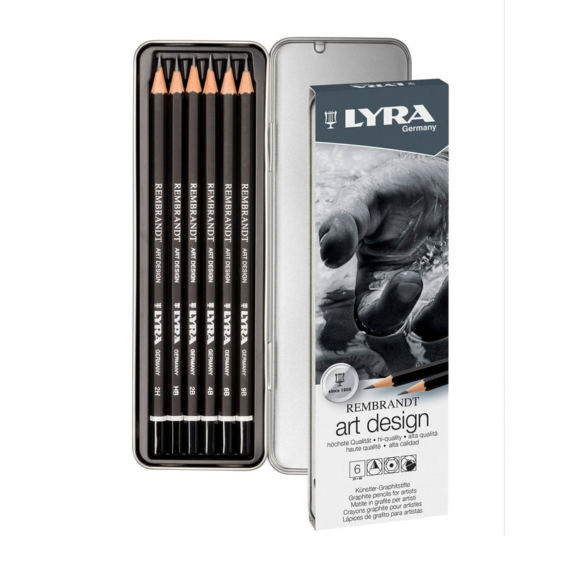 Art Design Graphite Pencil Set Tin Rembrandt Assorted 6ct