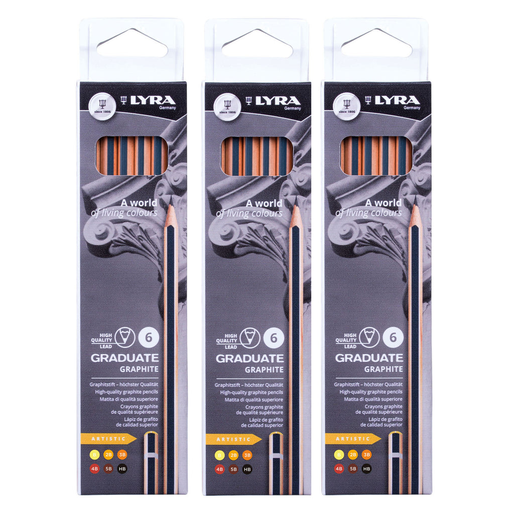Graduate Graphite Pencil, Artist Set, 6 Per Set, 3 Sets