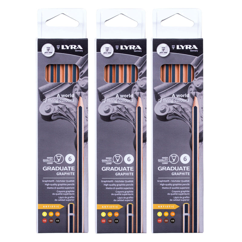 Graduate Graphite Pencil, Artist Set, 6 Per Set, 3 Sets