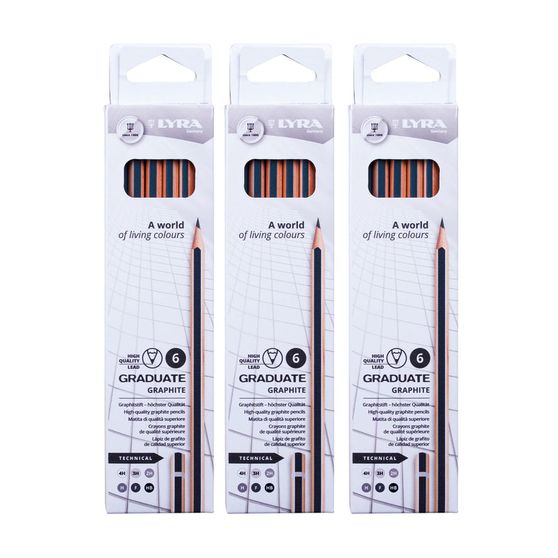 Graduate Graphite Pencil, Technical Set, 6 Per Set, 3 Sets