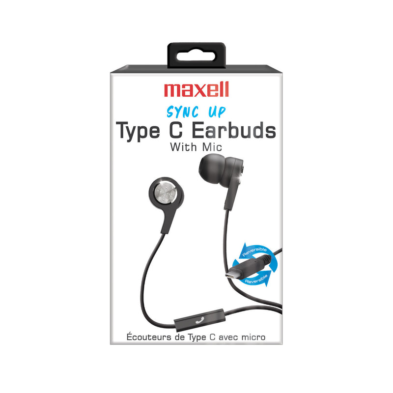 Maxell Sync Up Type-c Wired Earbuds W/mic Black