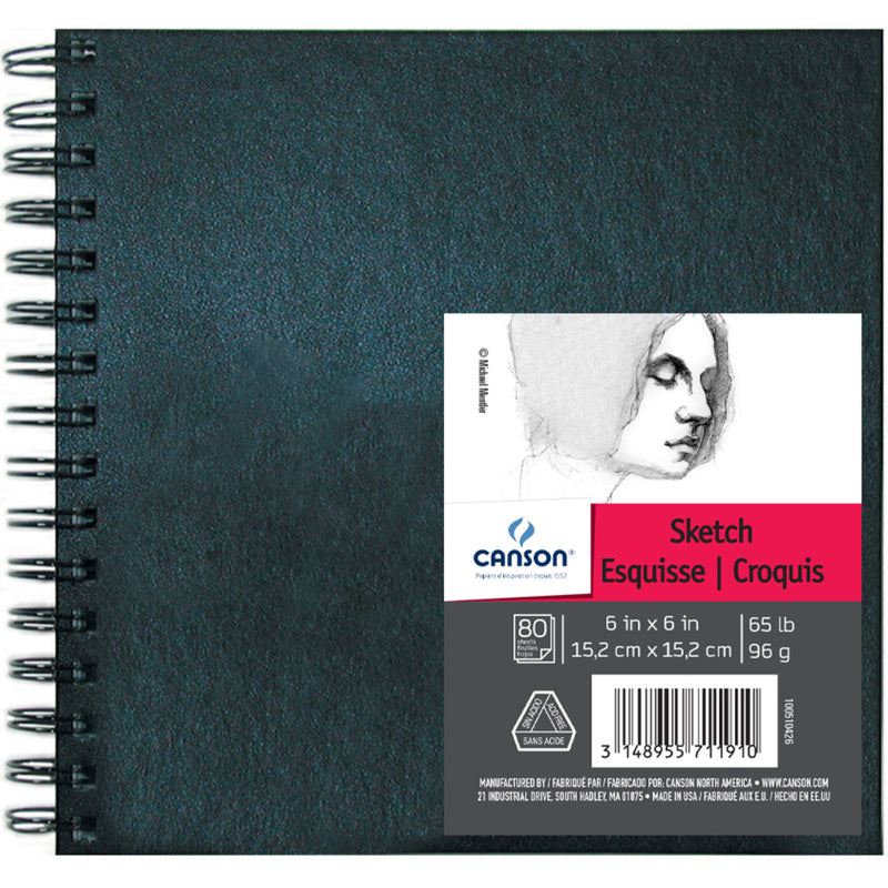 Sketch Art Book 6x6in Blk Wire Canson Artist Series 80 Sheets