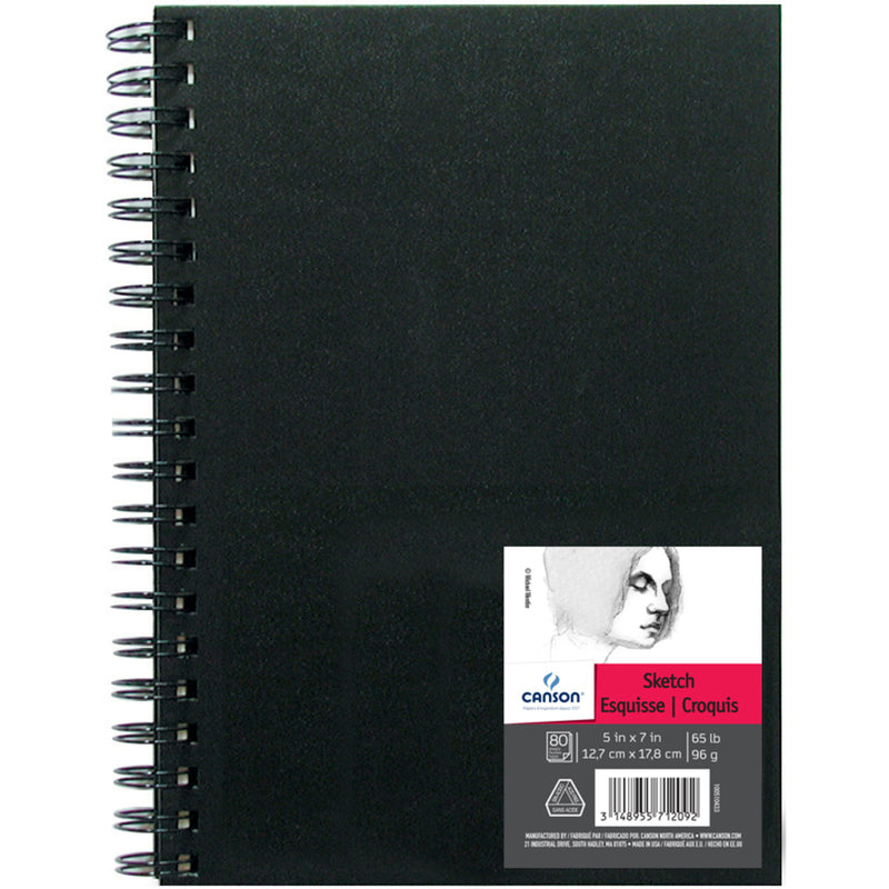 Sketch Art Book 5x7in Blk Wire Canson Artist Series 80 Sheets