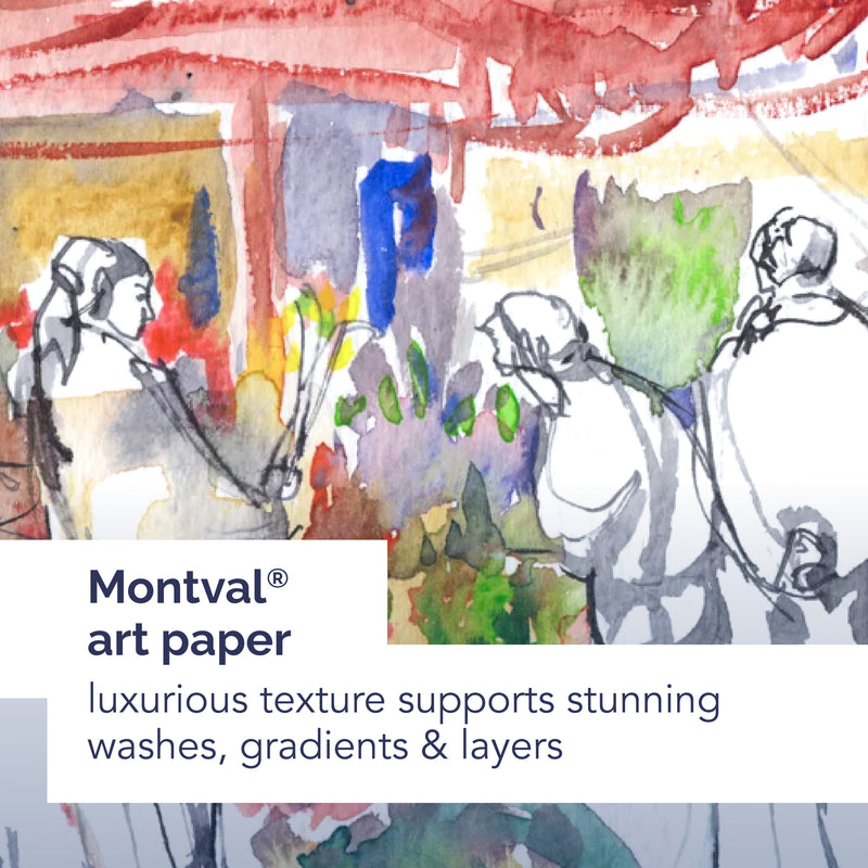Artist Series Montval Watercolor Art Book, Black Cover, Side Wire Binding, 20 Sheet, 14x11 inch, 1 Count