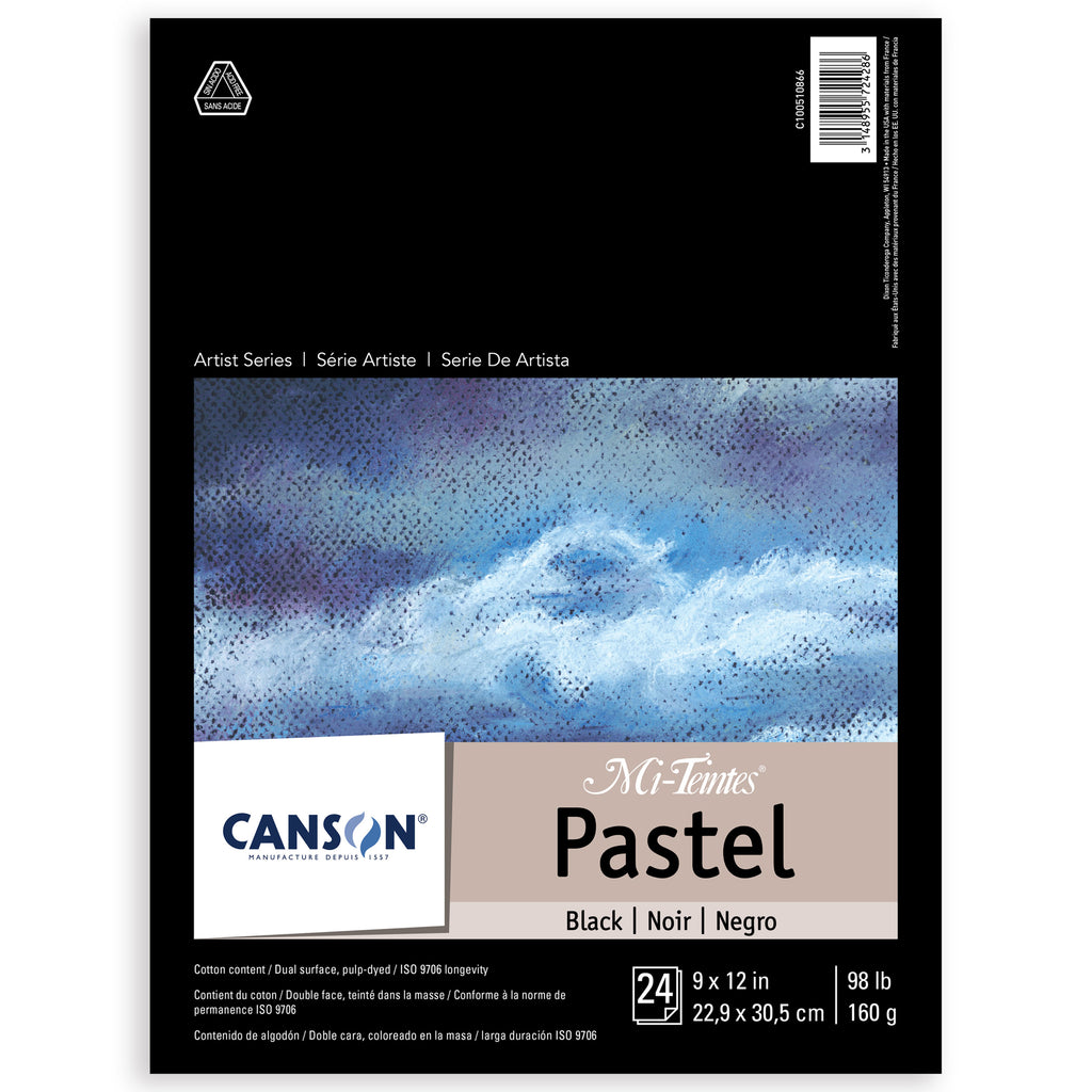 Mi-teintes Pastel Pad 9x12in Blk Canson Artist 24 Sheets Foldover