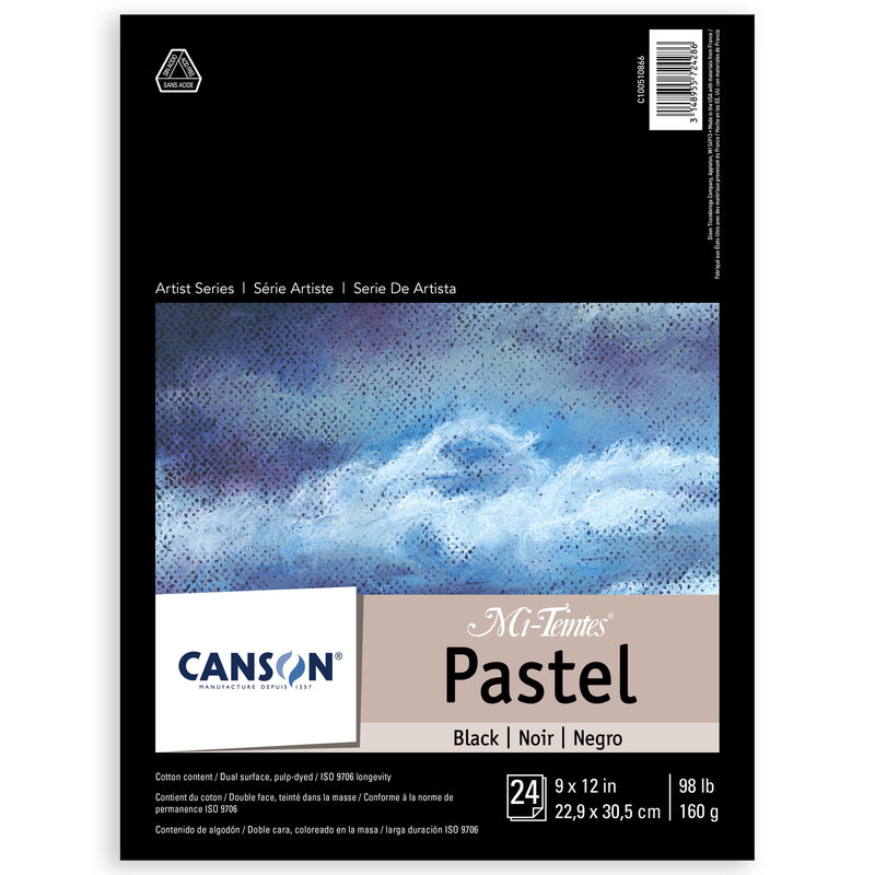 Mi-teintes Pastel Pad 9x12in Blk Canson Artist 24 Sheets Foldover