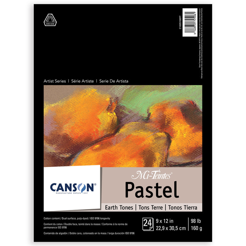 Mi-teintes Pastel Pad 9x12in Earth Canson Artist 24 Sheets Foldover