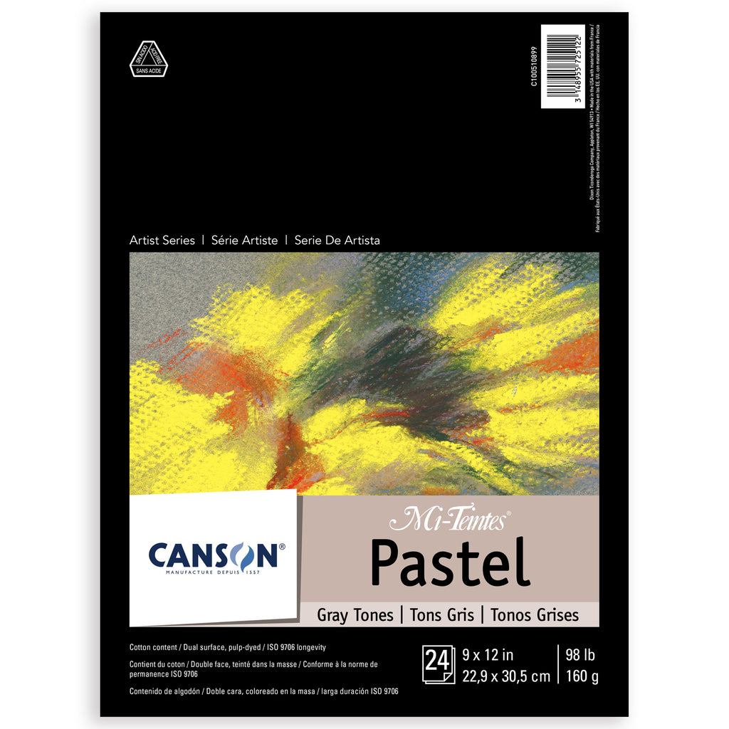 Mi-teintes Pastel Pad 9x12in Gray Canson Artist 24 Sheets Foldover