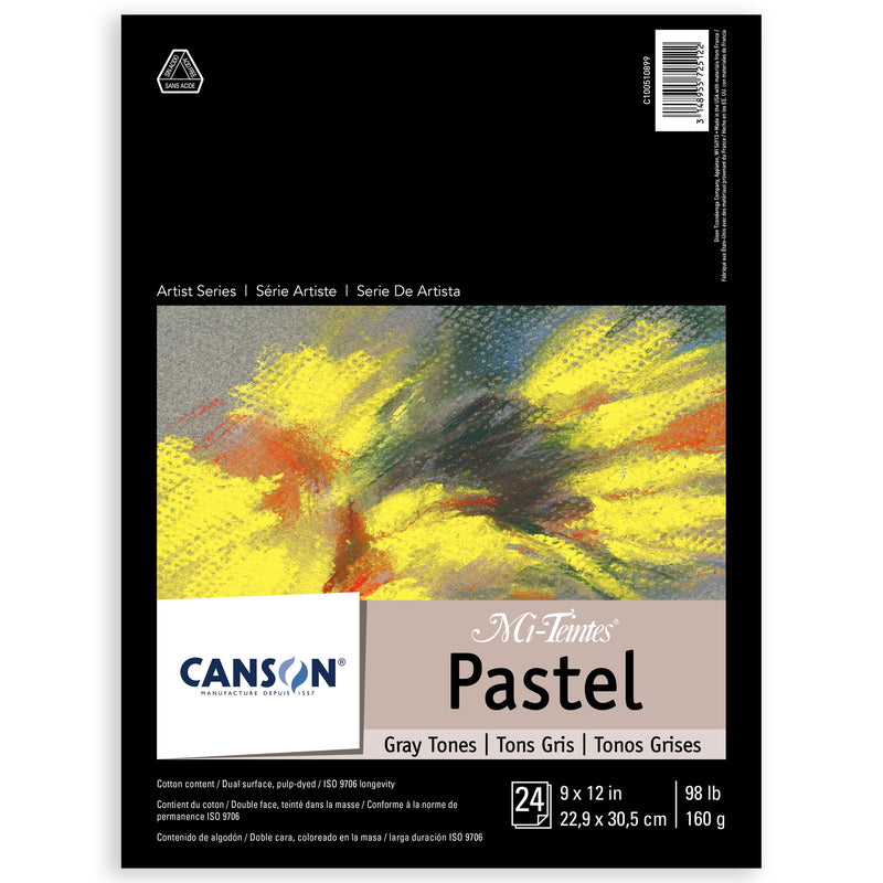 Mi-teintes Pastel Pad 9x12in Gray Canson Artist 24 Sheets Foldover