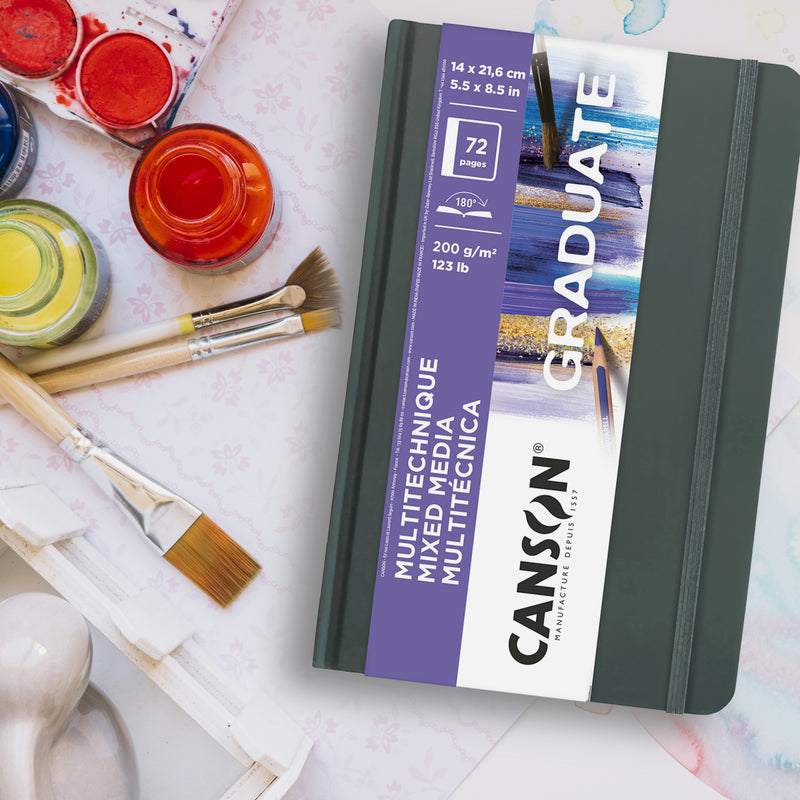 Graduate Mixed Media Art Book, Hard Cover Binding, 36 Sheet, 5.5x8.5 inch, Pack of 5