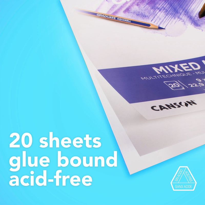 Mixed Media Pad 9x12in Foldover Canson Graduate 20 Sheets