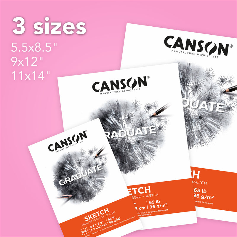 Sketch Pad 9x12in Foldover 40 Shts Canson Graduate