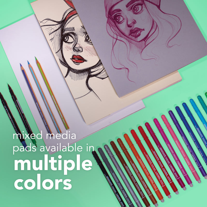 Mixed Media Pad 9x12 Blk Foldover Canson Graduate 12 Sheets