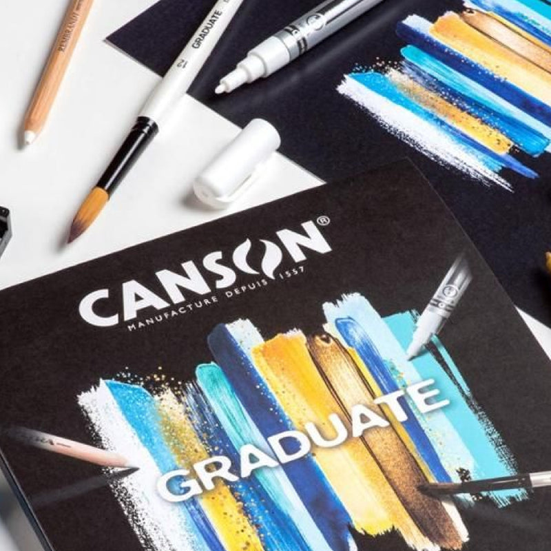 Mixed Media Pad 9x12 Blk Foldover Canson Graduate 12 Sheets