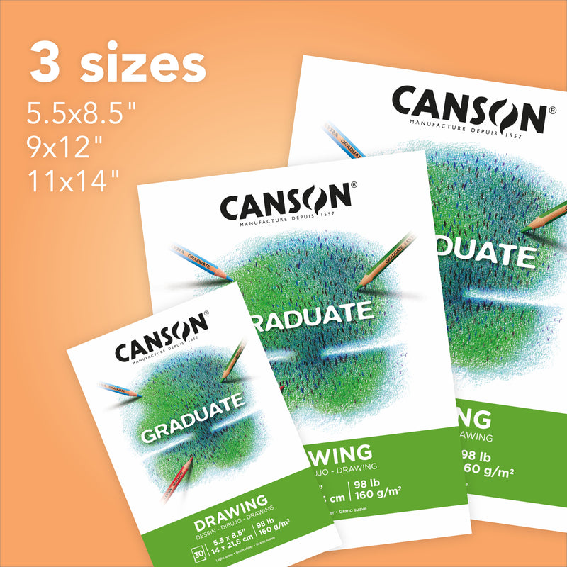 Drawing Pad 5.5x8.5in Foldover Canson Graduate 30 Sheets