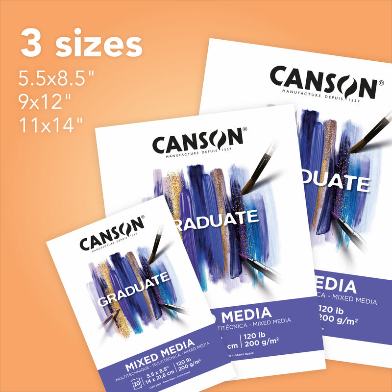 Mixed Media Pad 5.5x8.5in Foldover Canson Graduate 20 Sheets