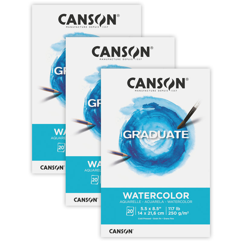(3 Ea) Watercolor Pad 5.5x8.5 Fold