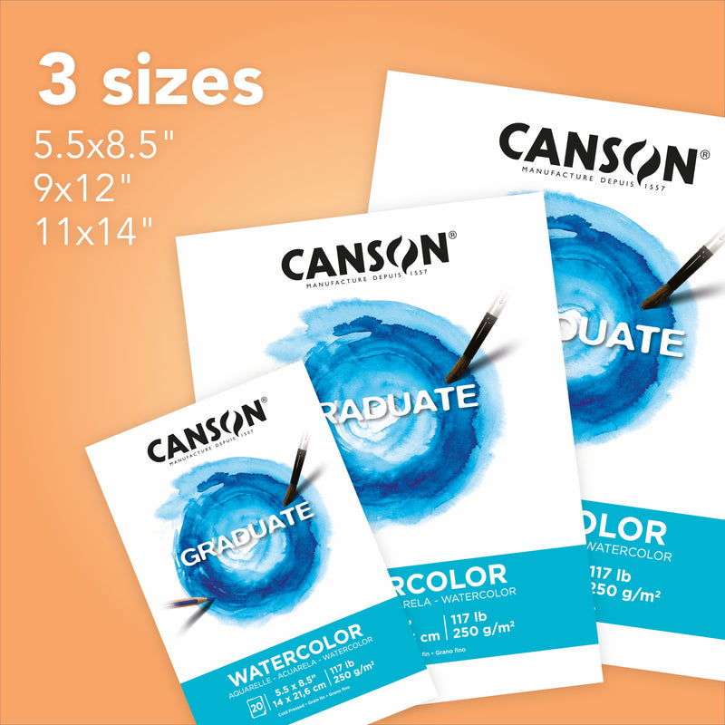 Watercolor Pad 5.5x8.5in Foldover Canson Graduate 20 Sheets