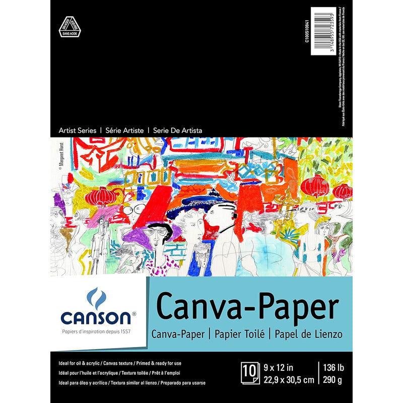 Artist Series Canva Canvas Pad, Foldover Binding, 10 Sheet, 9x12 inch, Pack of 3