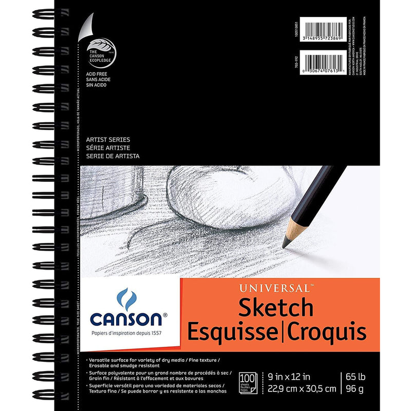 Universal Sketchpad Side Wire 9x12 100 Sheets