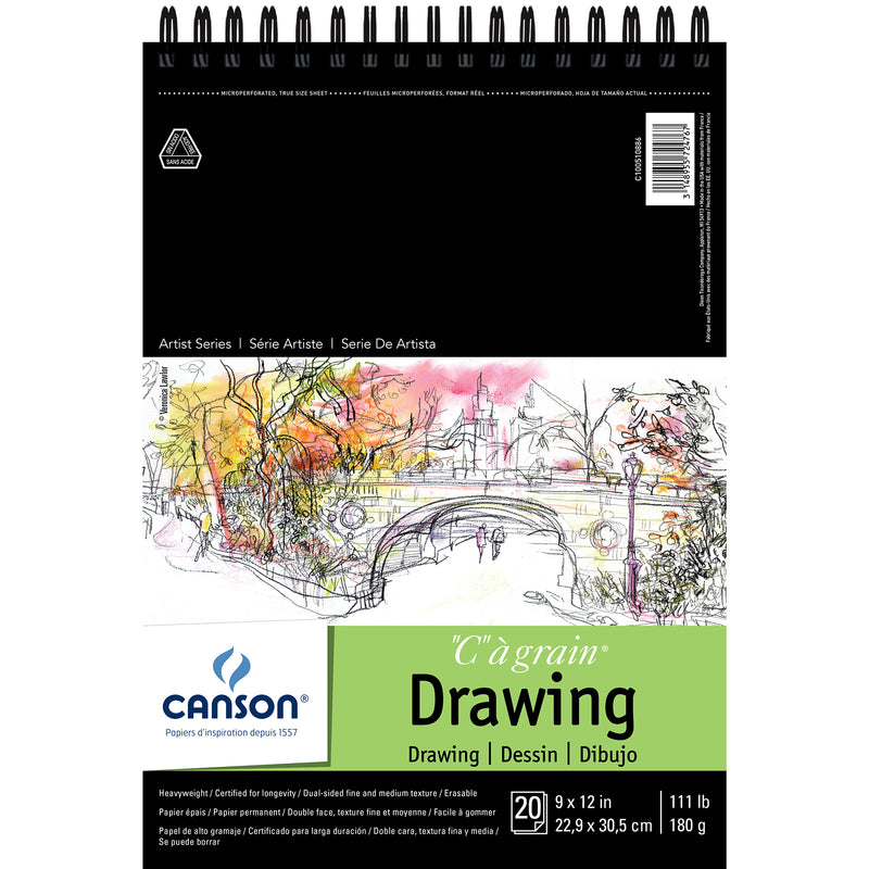 Drawing Pad Top Wire 9x12in Artist Series C A Grain 20 Sheets