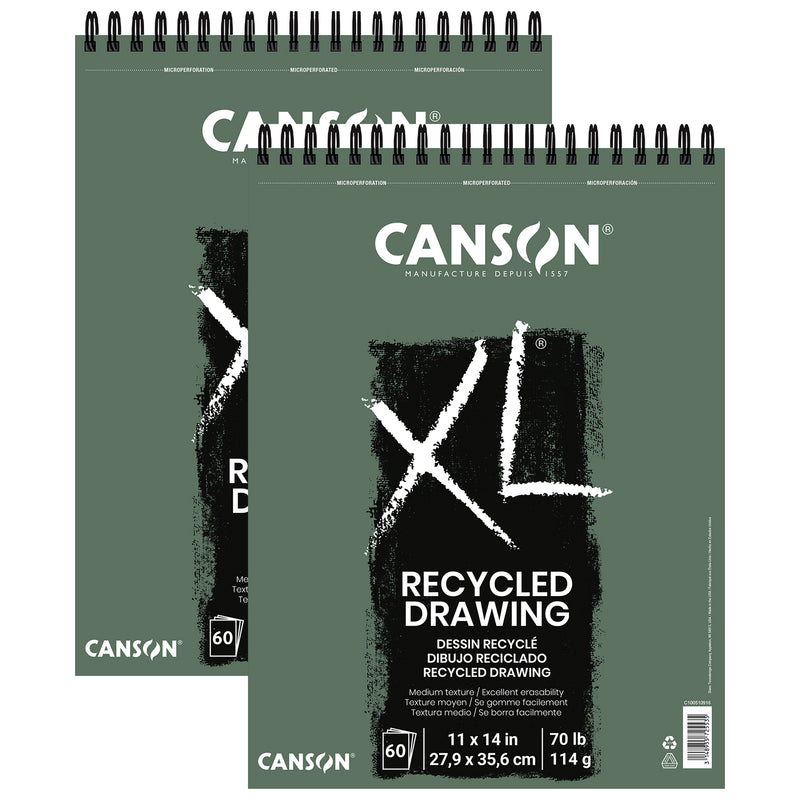 XL Series Drawing Pad, Recycled, Top Wire Binding, 60 Sheet, 11x14 inch, Pack of 2